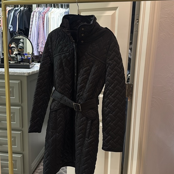 Cole haan black quilted trench coat size small Looks brand new new, barely worn - Picture 5 of 7